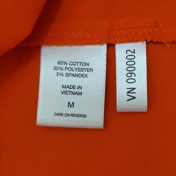 7TH AVENUE NY&COMPANY BUTTON DOWN SHIRT, Sz M, ORANGE, SHORT SLEEVE, STRETCH - Picture 8 of 13